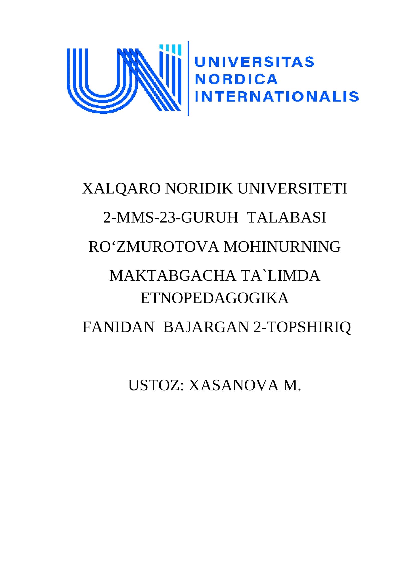MAKTABGACHA TA`LIMDA ETNOPEDAGOGIKA