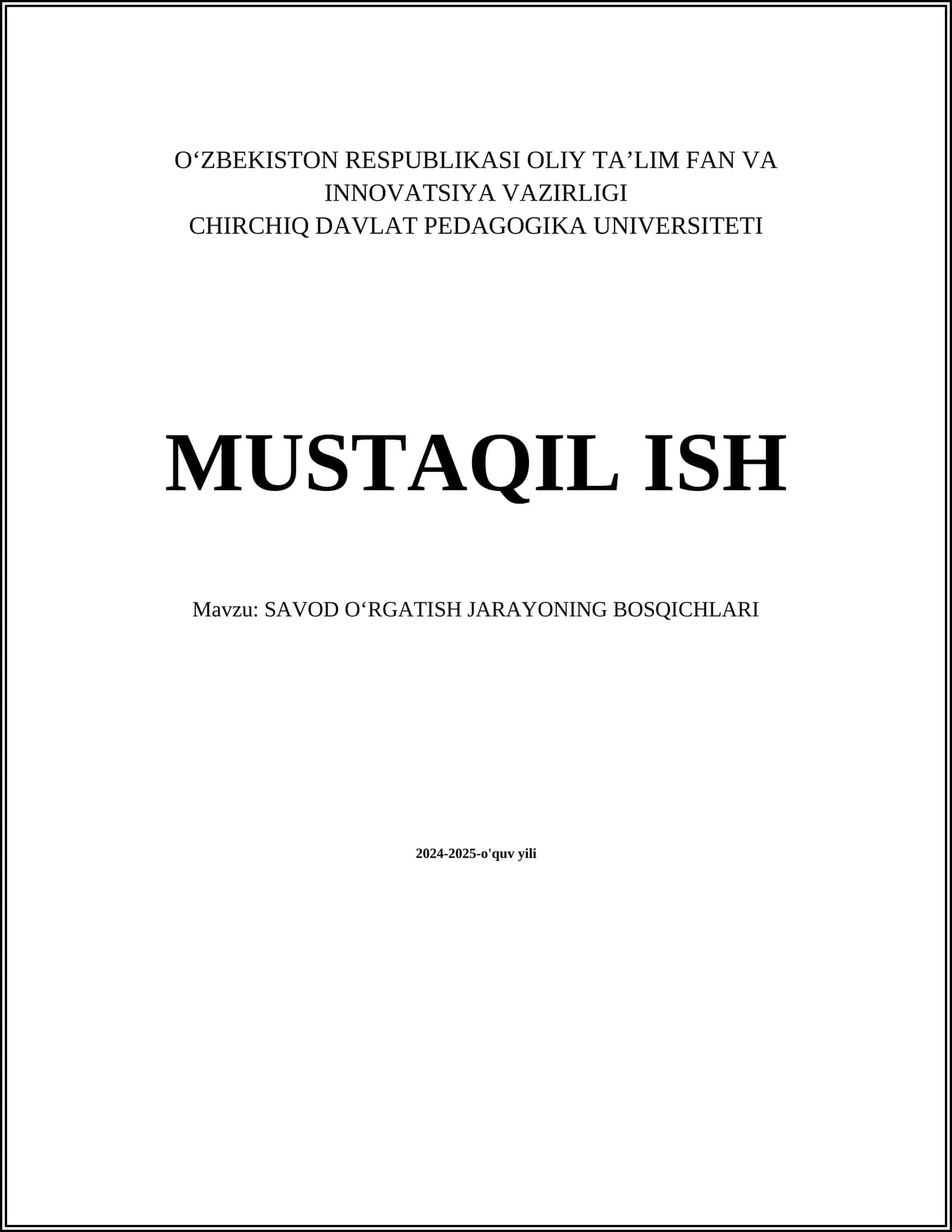 SAVOD OʻRGATISH JARAYONING BOSQICHLARI