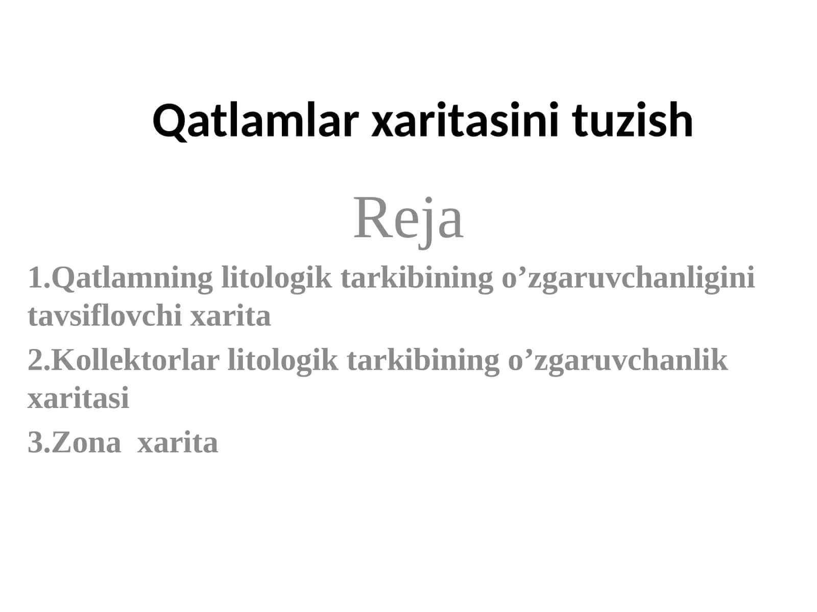 Qatlamlar xaritasi tuzish