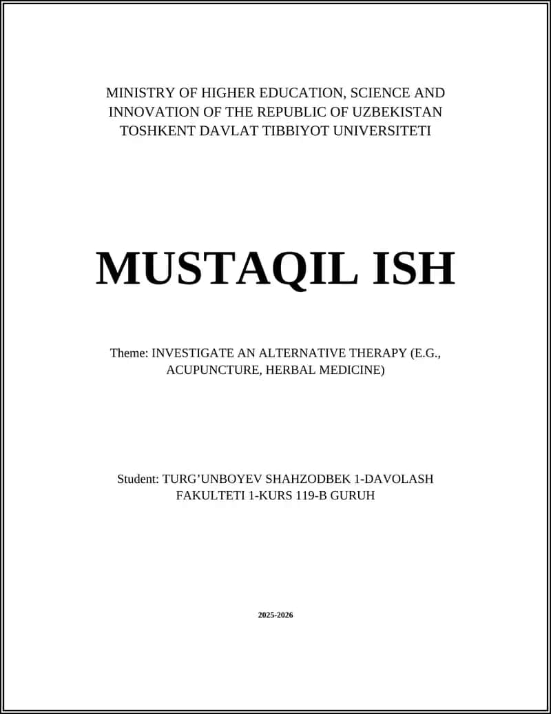 Investigate an Alternative Therapy (Acupuncture, Herbal Medicine)