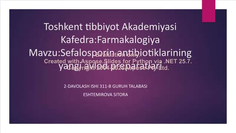 Sefalosporin antibiotiklarining yangi avlod preparatlari