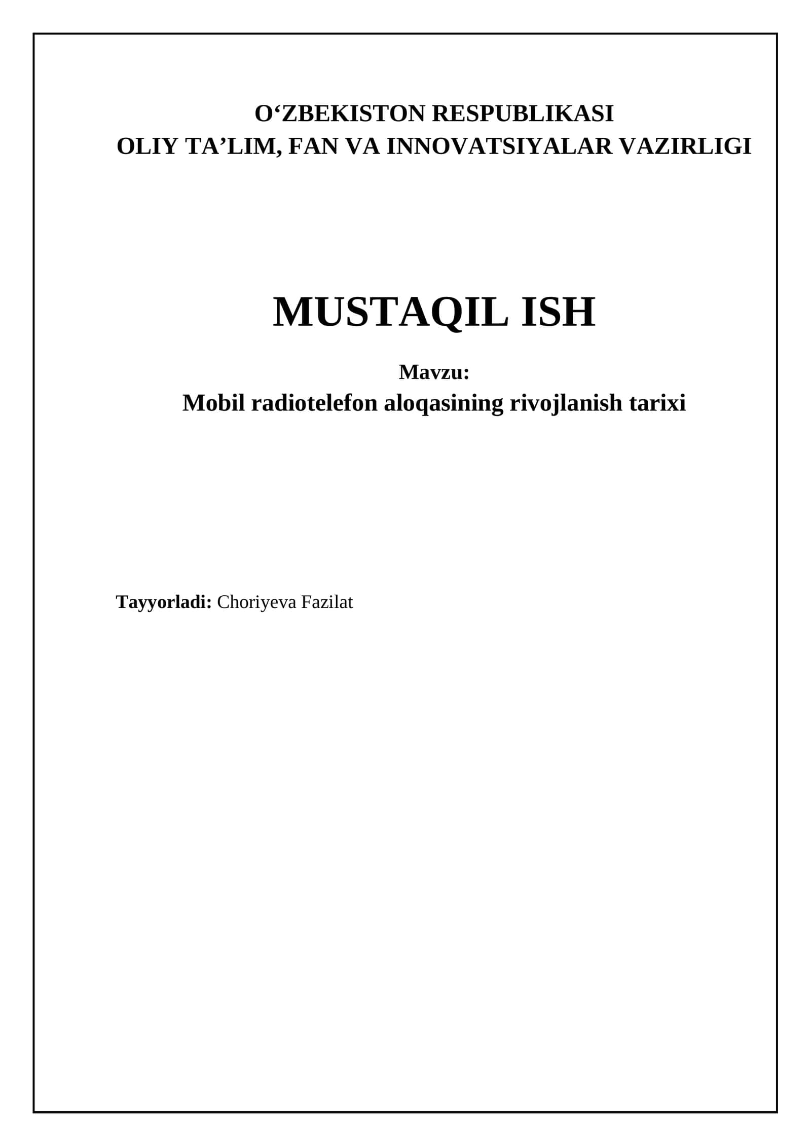 Mobil radiotelefon aloqasining rivojlanish tarixi