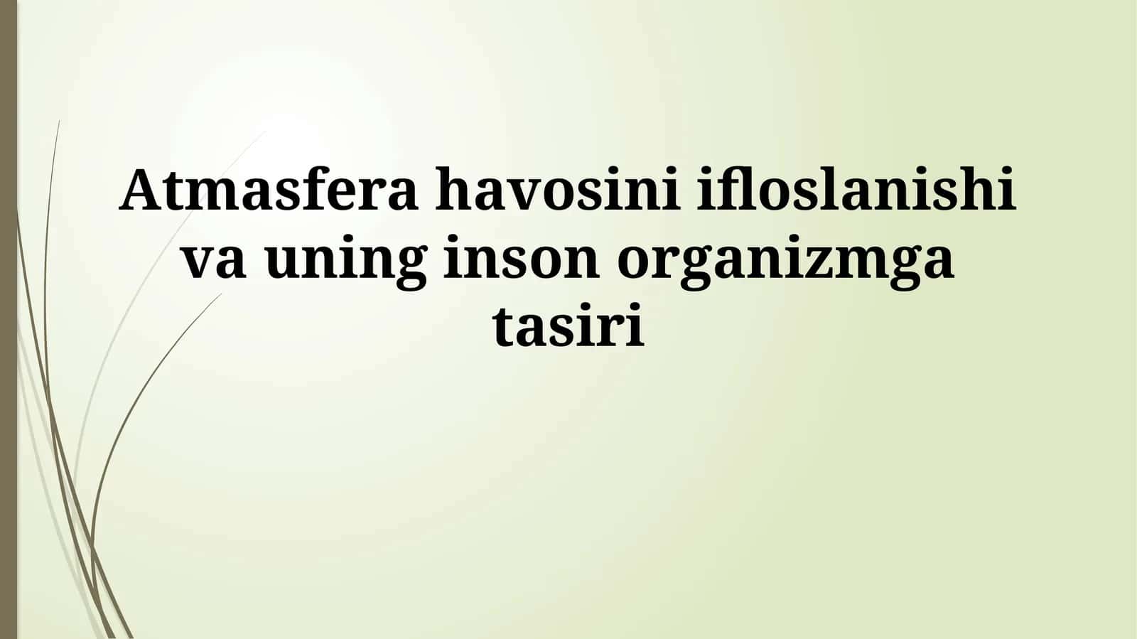 Atmasfera havosini ifloslanishi va uning insonorganizmgatasiri