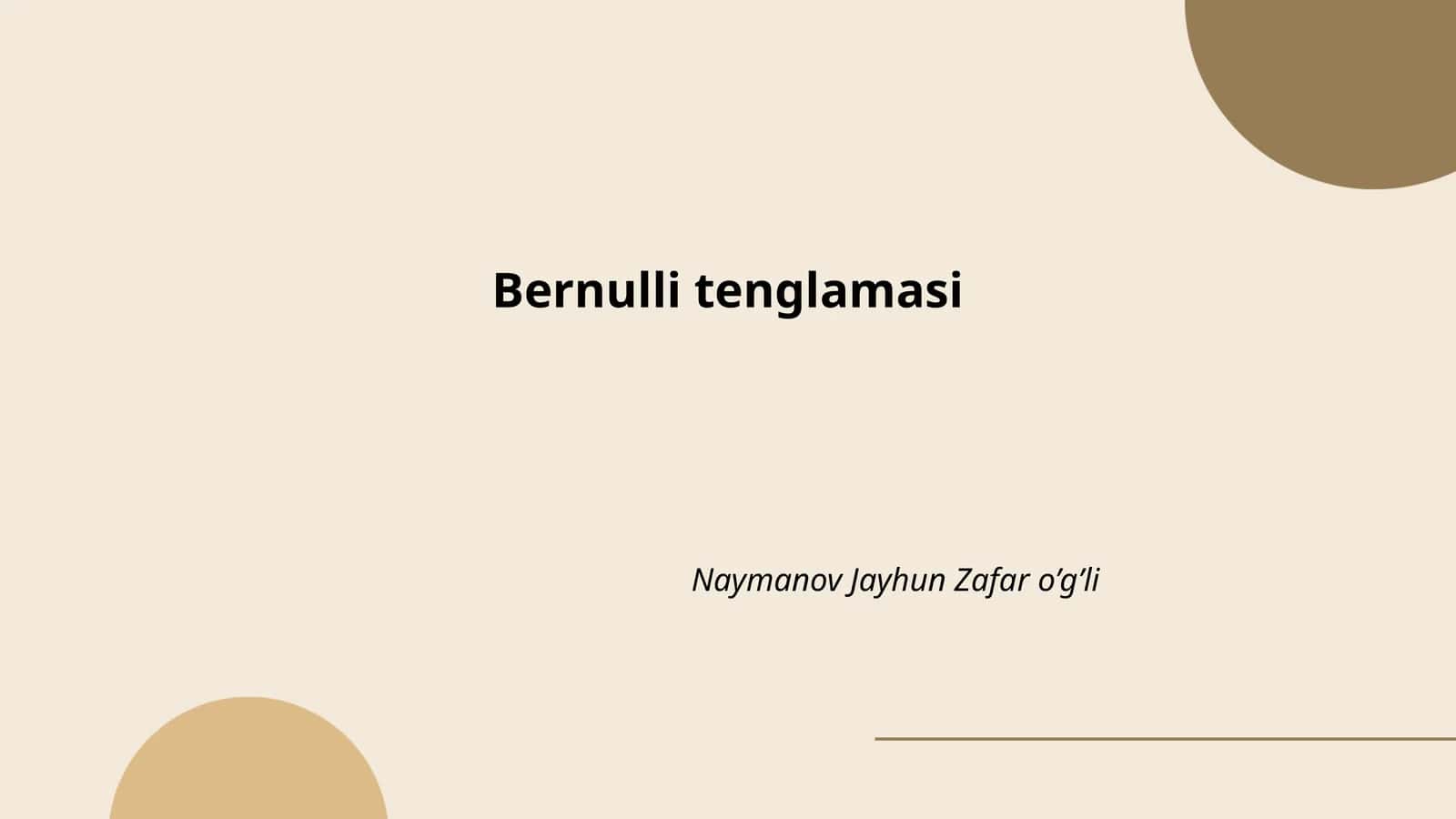 Bernulli tenglamasi