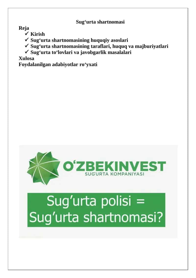 Sug‘urta shartnomasi