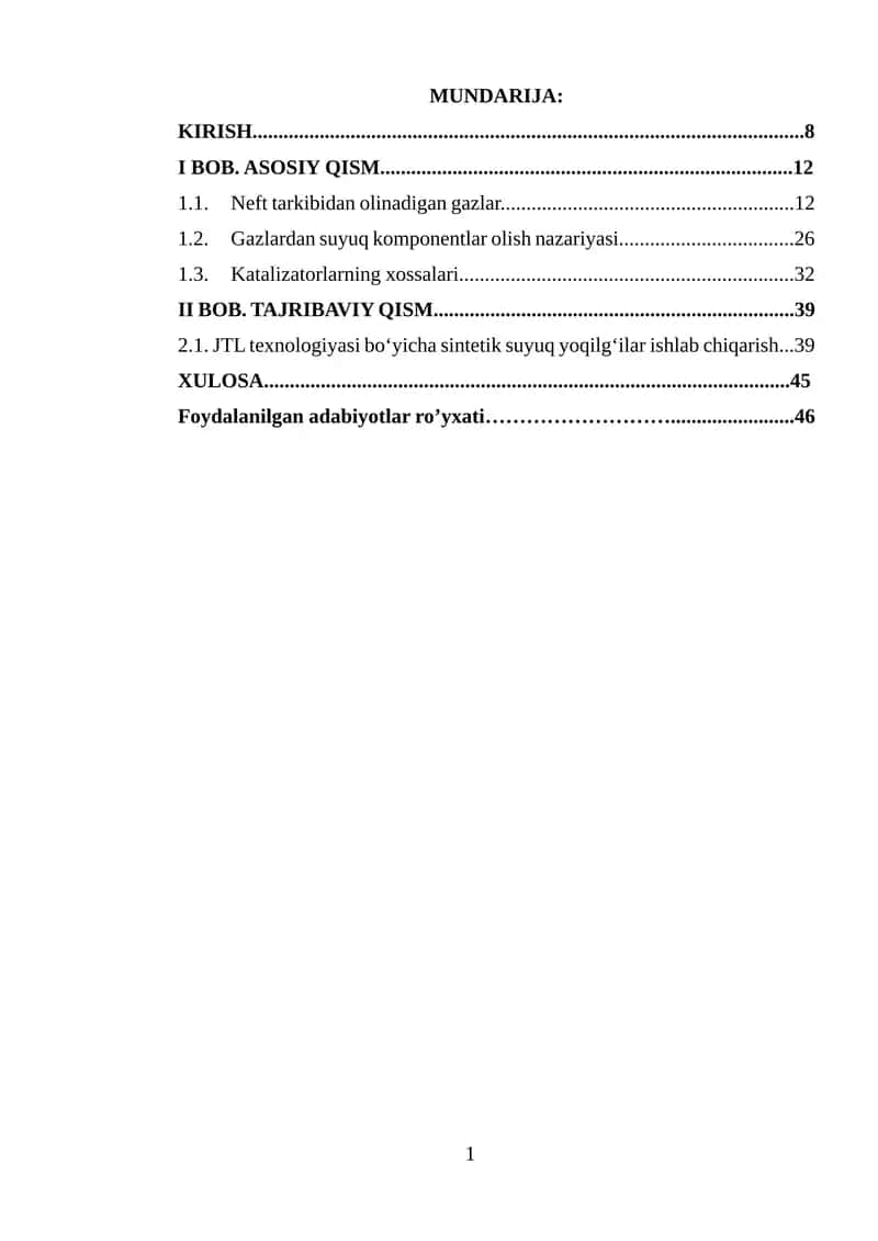Gazlardan suyuqlik olish jarayonlari va katalizatorlar.