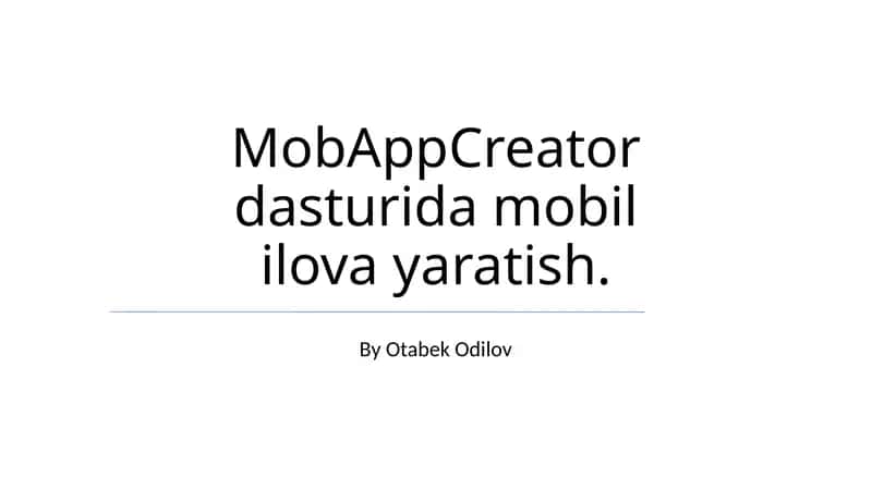 MobAppCreator dasturi