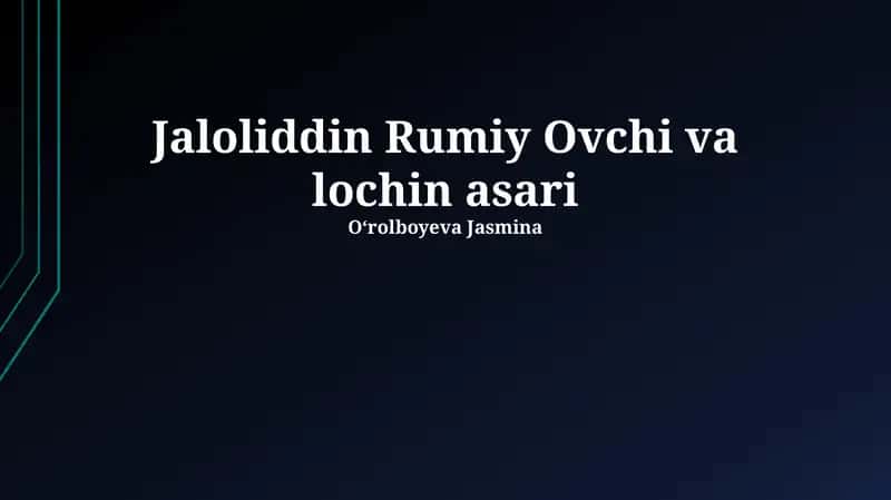 Jaloliddin Rumiy Ovchi va lochin asari