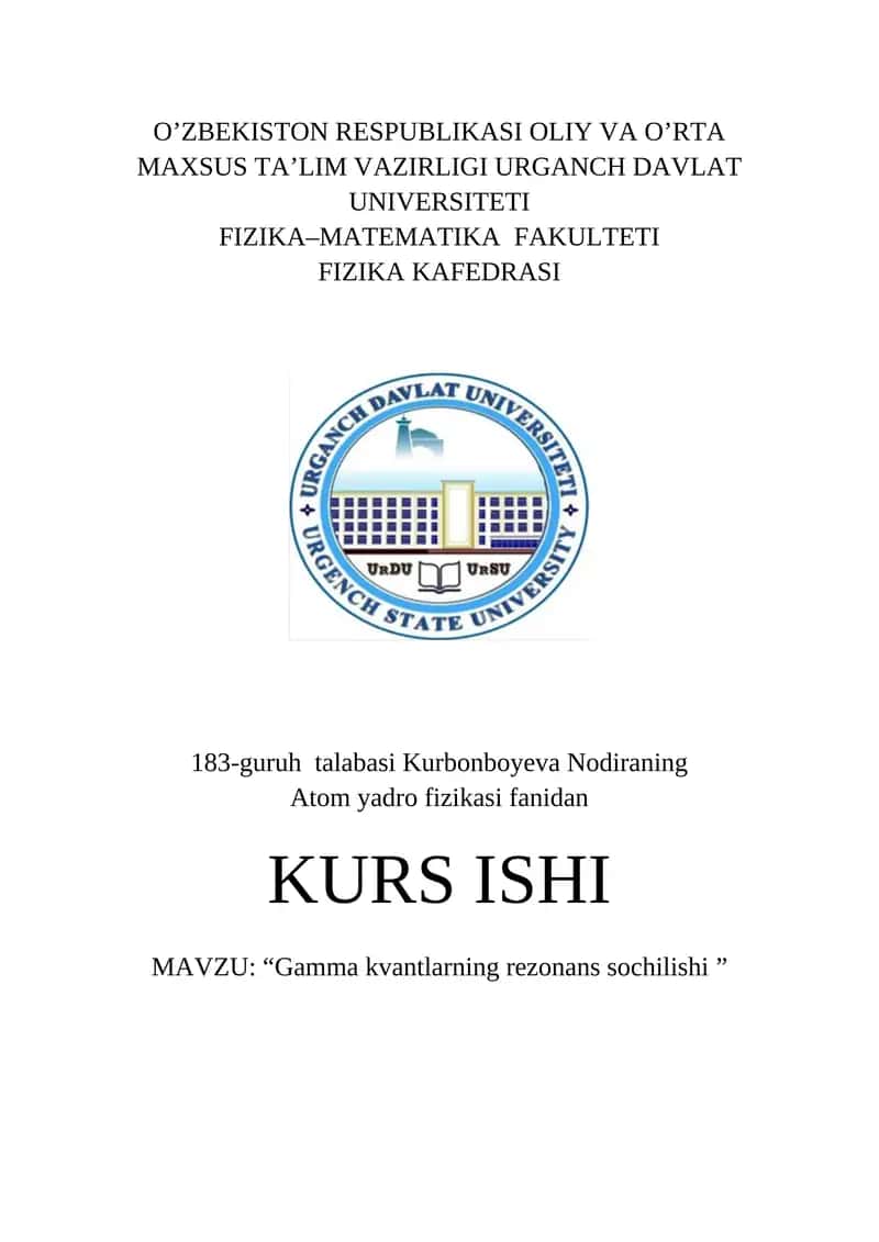 Atom yadro fizikasi KURS ISHI