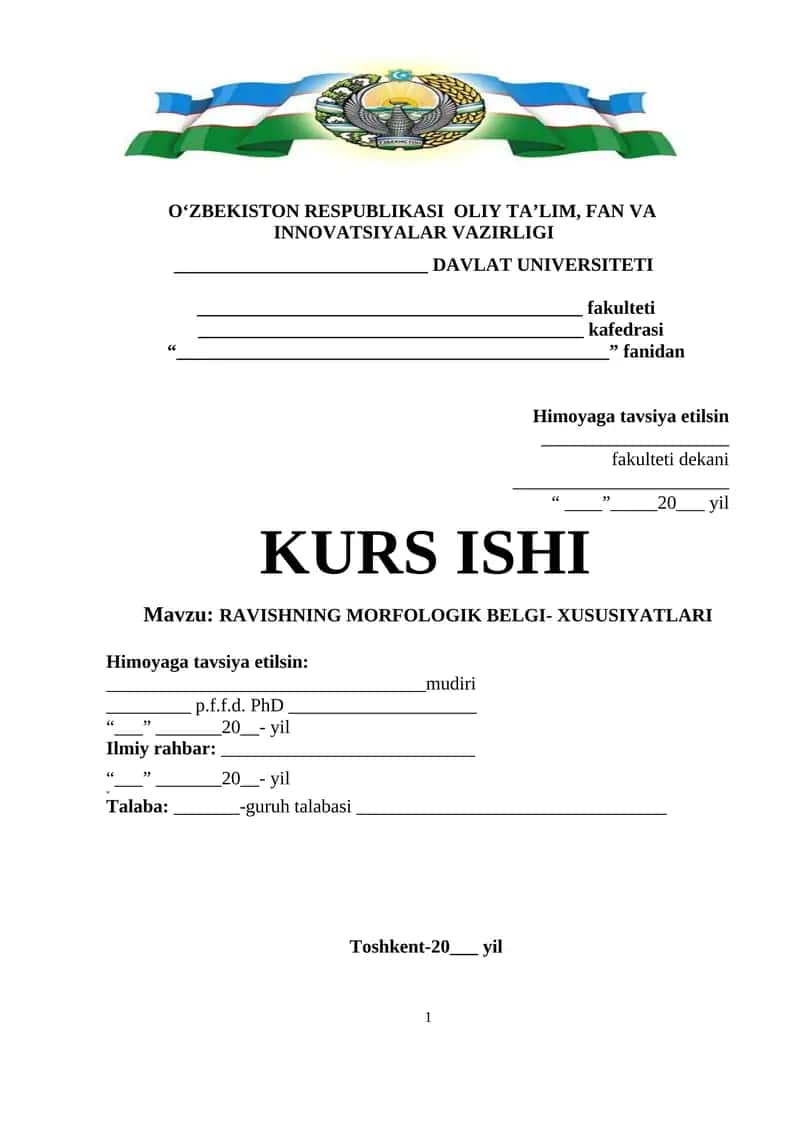 RAVISHNING MORFOLOGIK BELGI-XUSUSIYATLARI