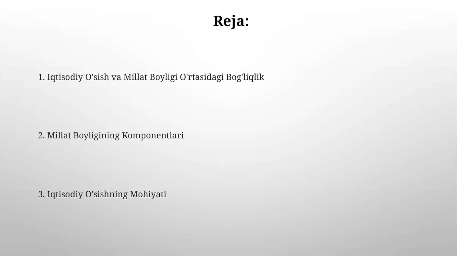 Iqtisodiy O'sish va Millat Boyligi O'rtasidagi Bog'liqlik