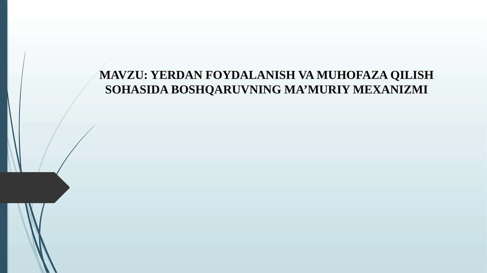 YERDAN FOYDALANISH VA MUHOFAZA QILISH SOHASIDA BOSHQARUVNING MA’MURIY MEXANIZMI