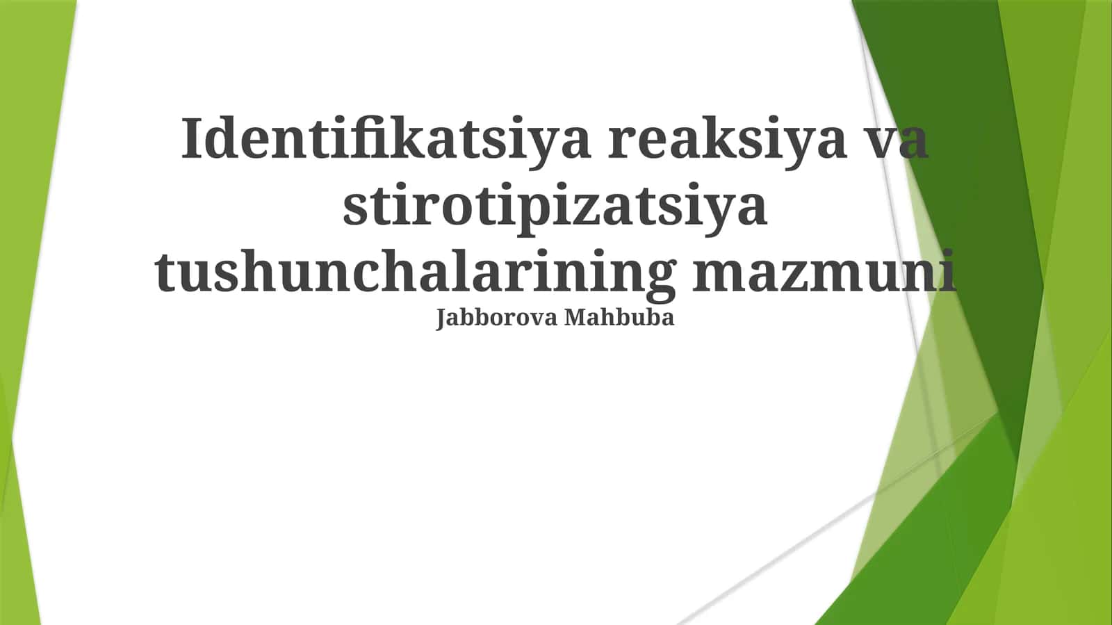 Identifikatsiya Reaksiyasi va Stereotiplar O'rtasidagi Aloqalar