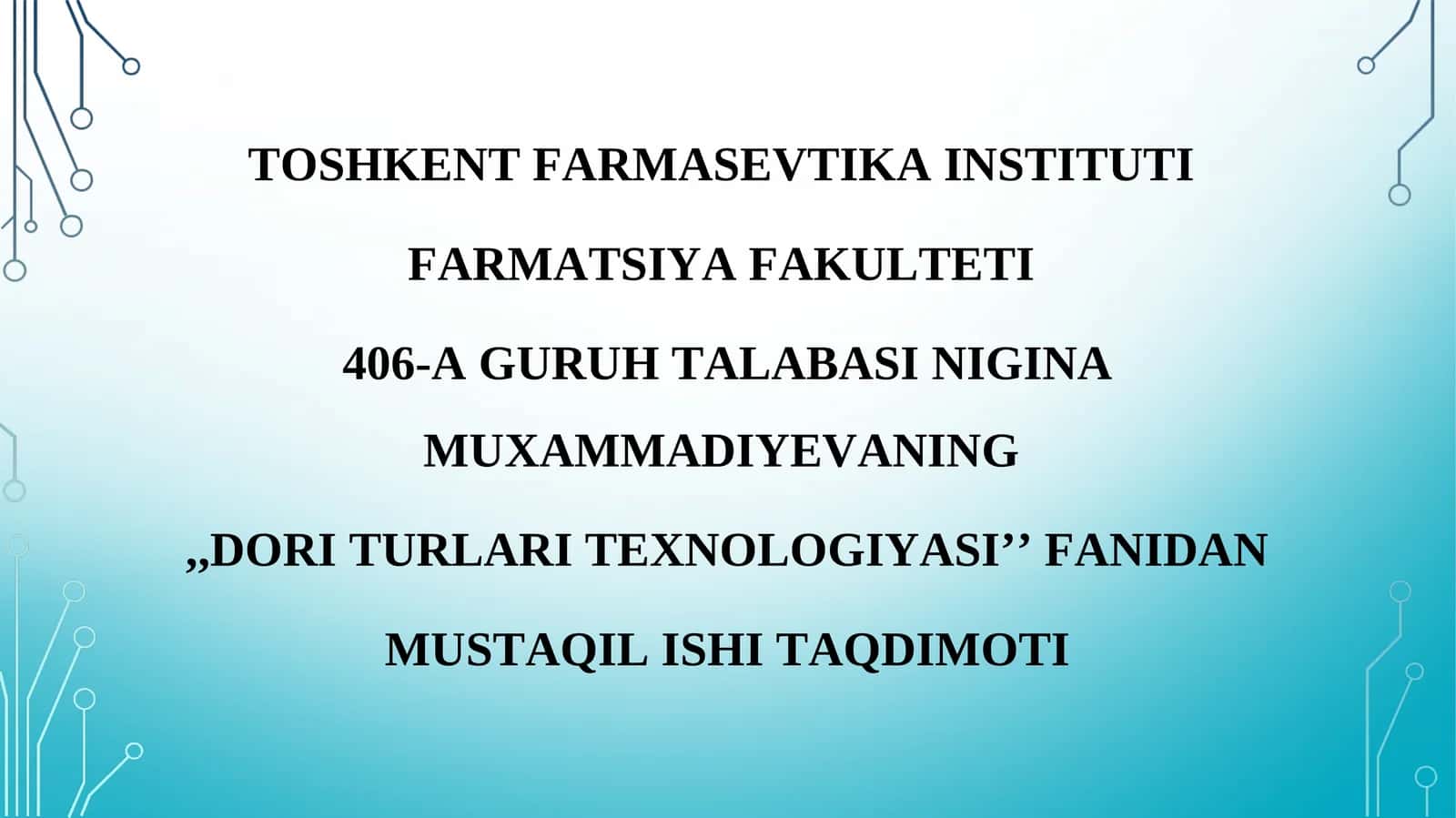 DORI TURLARI TEXNOLOGIYASI
