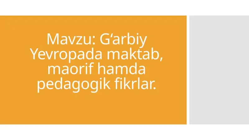 G‘arbiy Yevropa dastamaktab