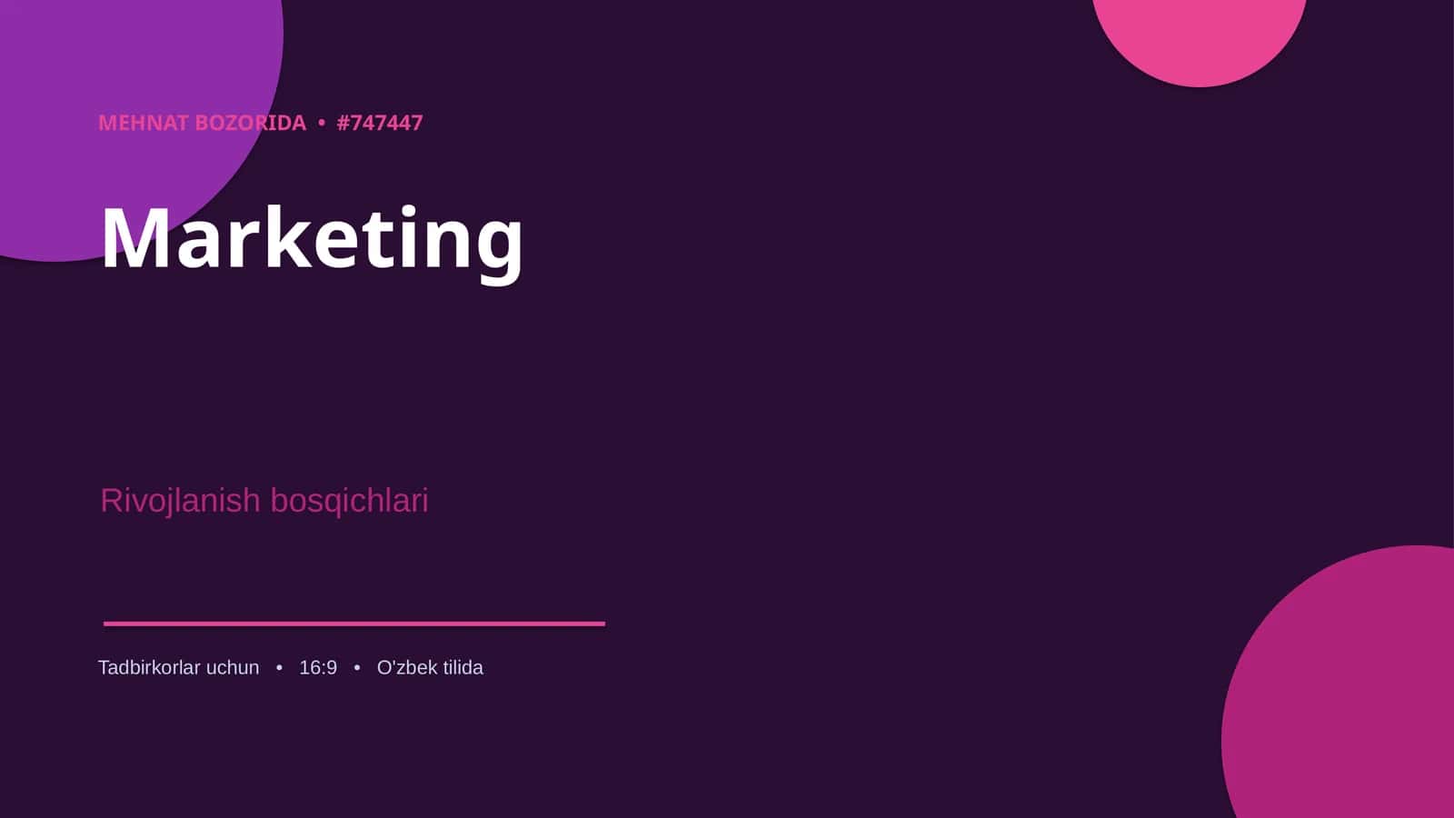 Marketing Rivojlanish bosqichlari