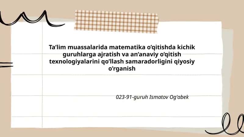 Ta'lim muassalarida matematika o'qitish