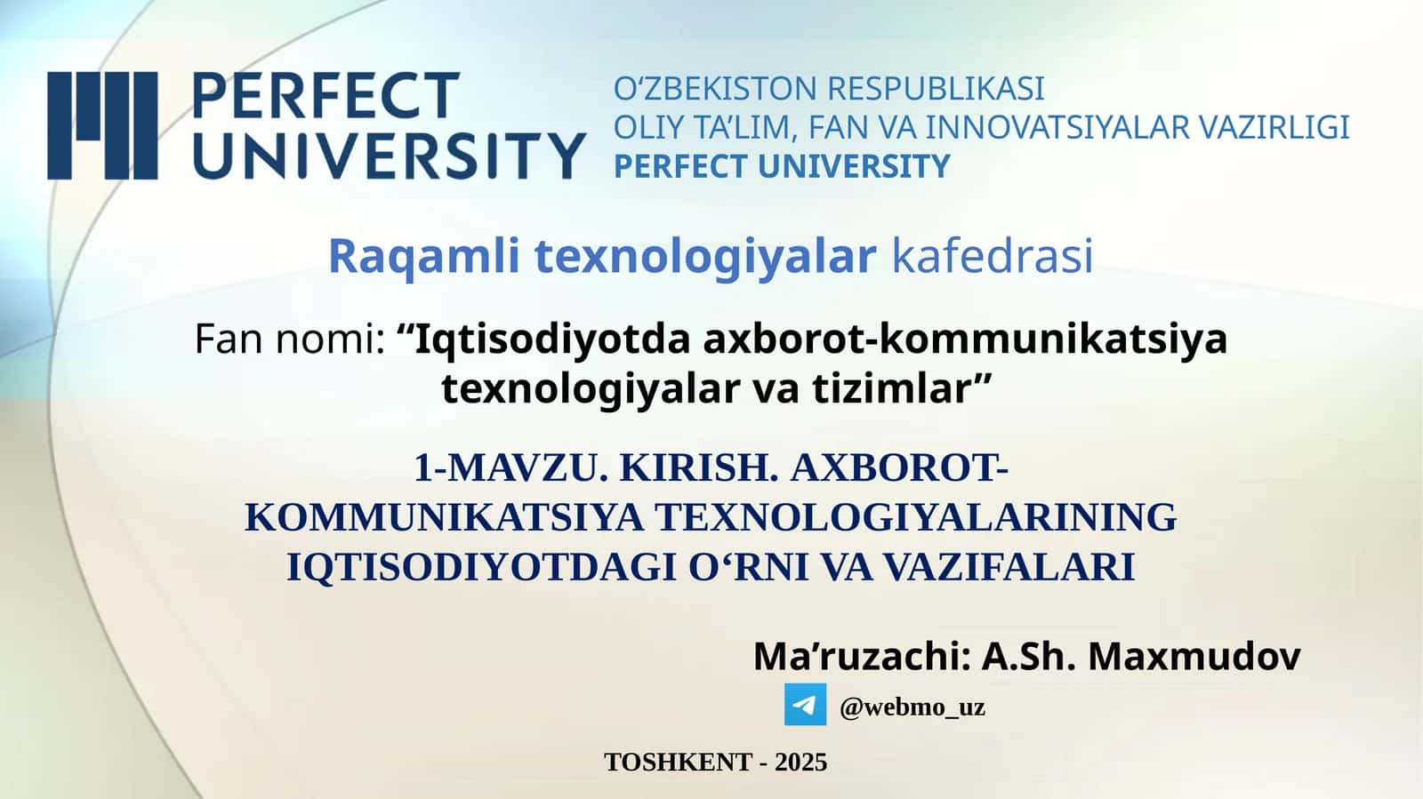 Iqtisodiyotdagi Axbarot-Kommunikatsiyat Texnologiyalari