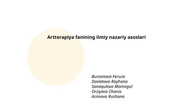 Artterapiya fanining ilmiy nazariy asoslari