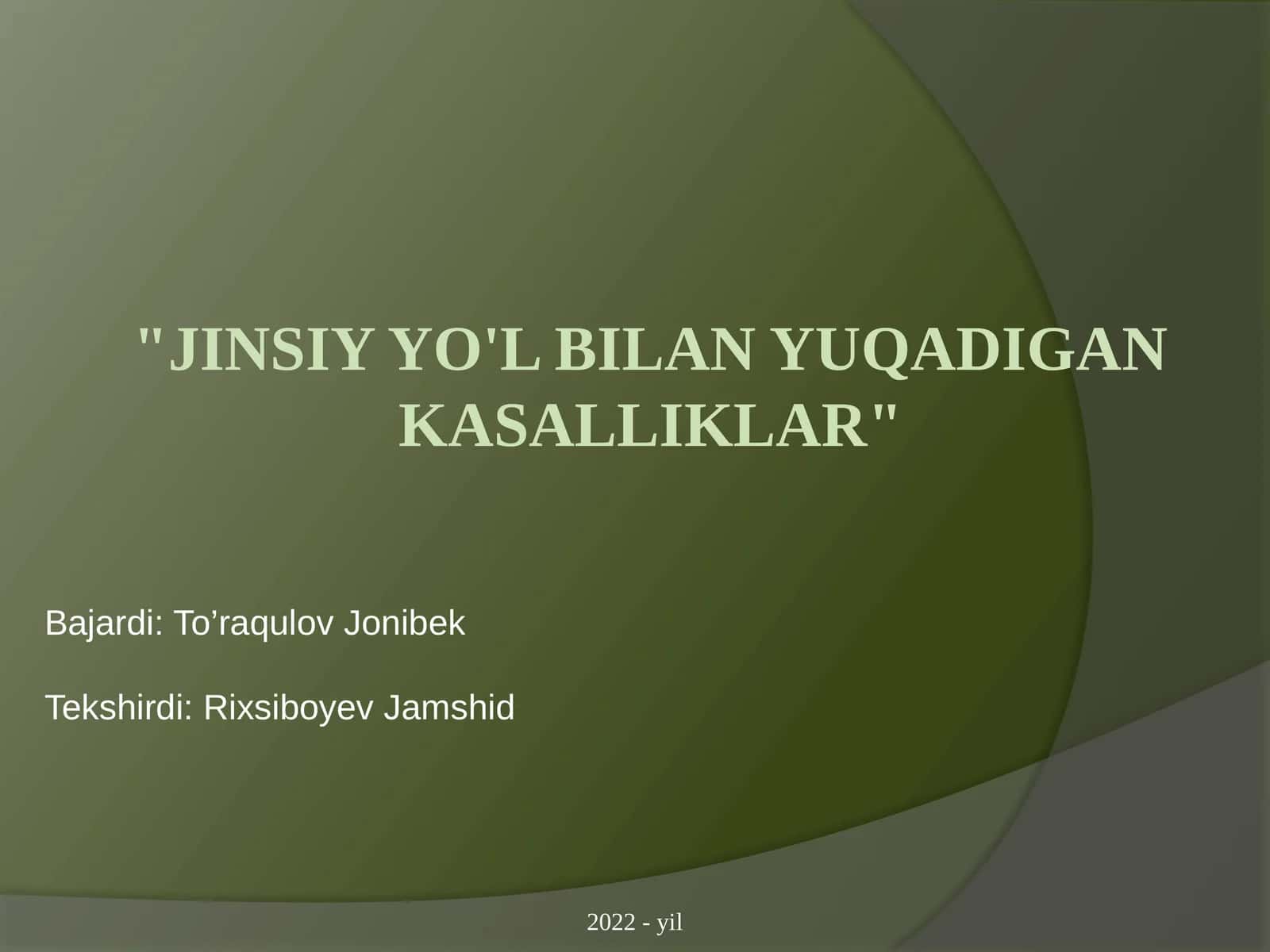 Jinsiy yo'l bilan yuqadigan kasalliklar.Xlamidiya