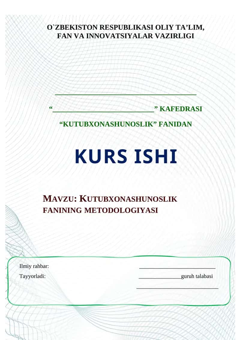 KUTUBXONASHUNOSLIK FANINING METODOLOGIYASI