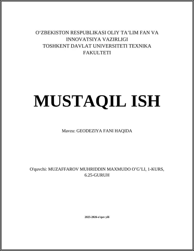 GEODEZIYA FANI HAQIDA