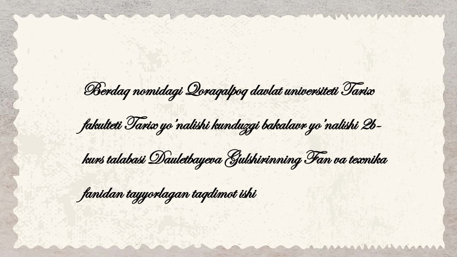 Fan va texnika fanidan tayyorlagan taqdimot ishi