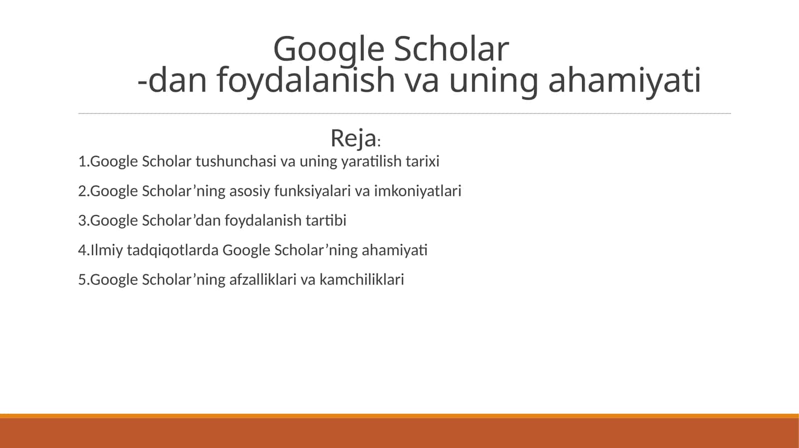 Google Scholardan foydalanish va uning ahamiyati