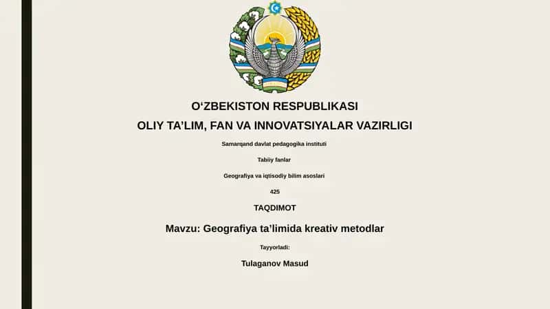 Geografiya ta’limida kreativ metodlar