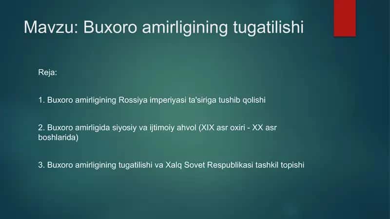 Buxoro amirligining tugatilishi