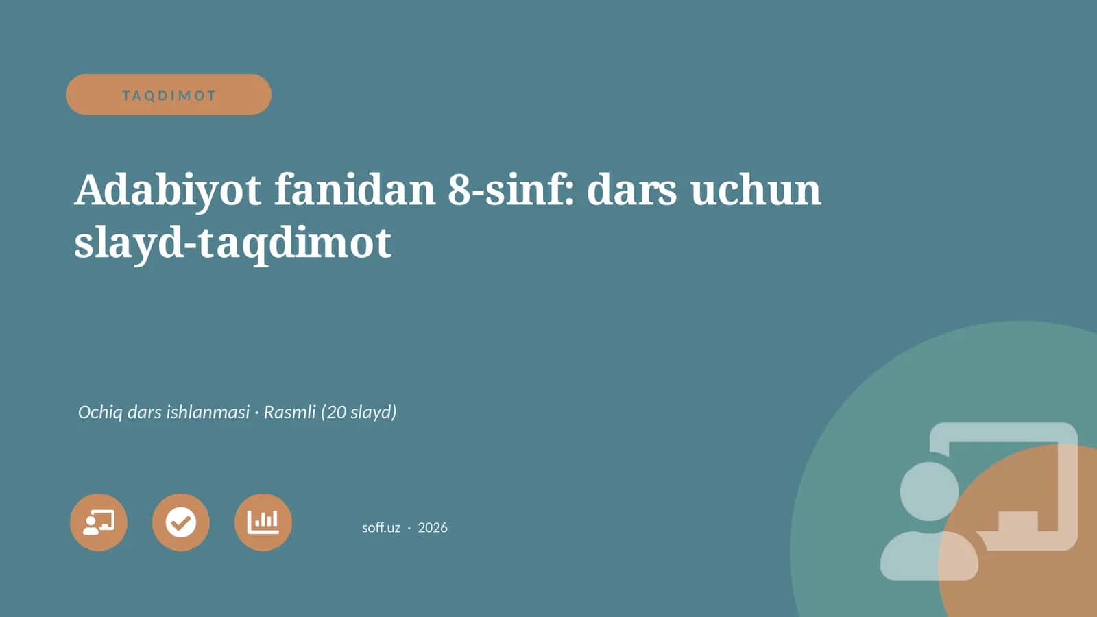 Adabiyot fanidan 8-sinf: dars uchun slayd-taqdimot