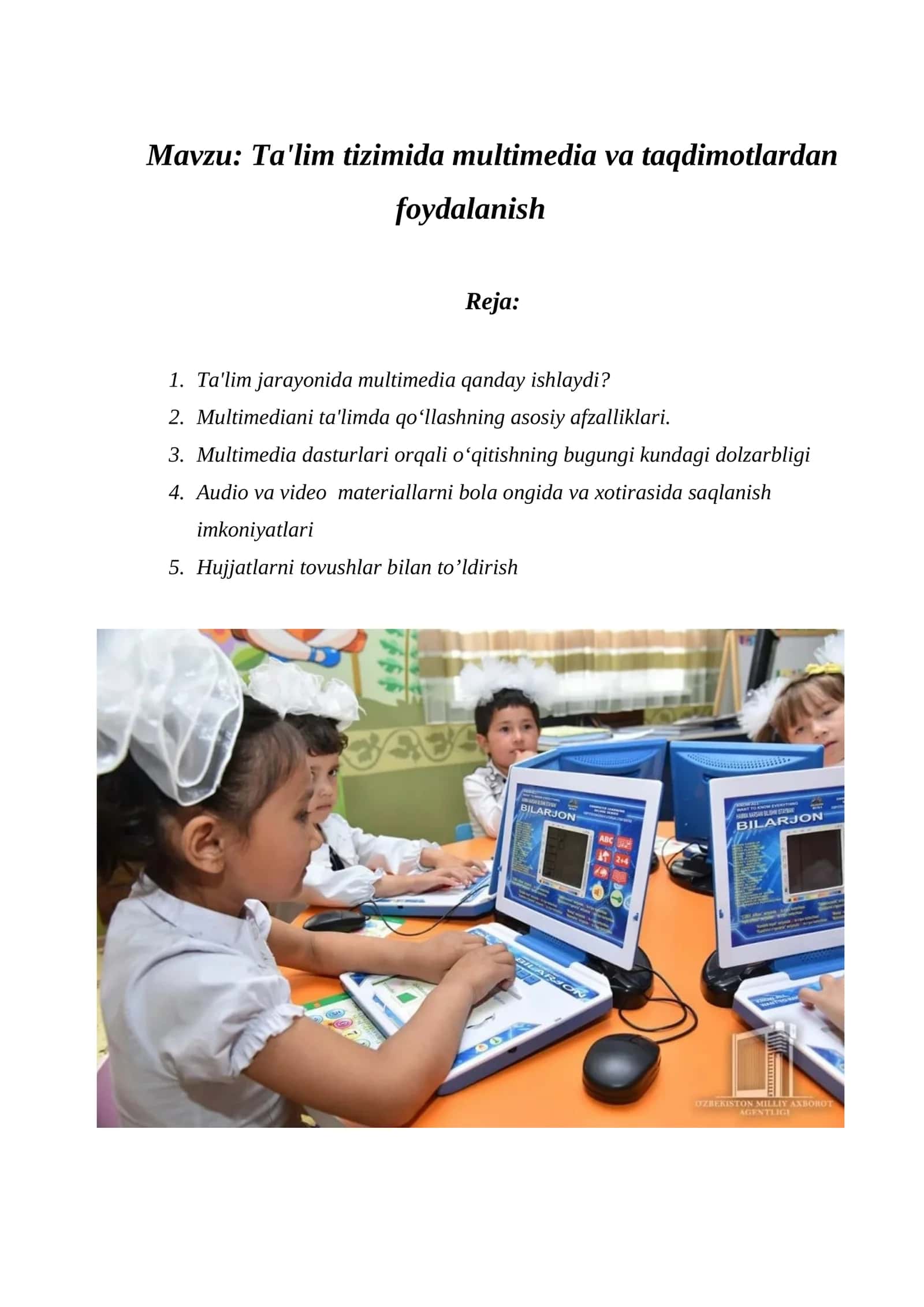 Ta'lim tizimida multimedia va taqdimotlardan foydalanish