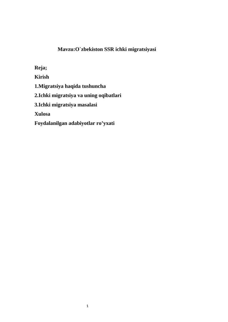 O`zbekiston SSR ichki migratsiyasi