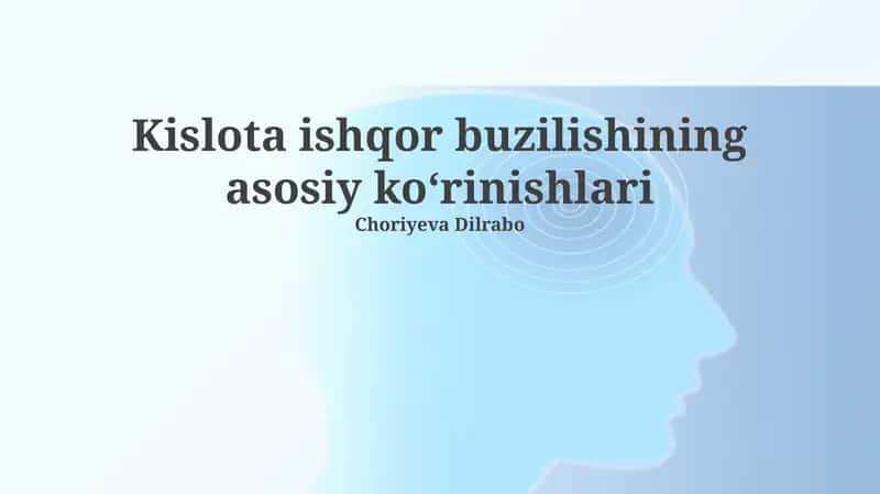 Kislota ishqor buzilishining asosiy koʻrinishlari
