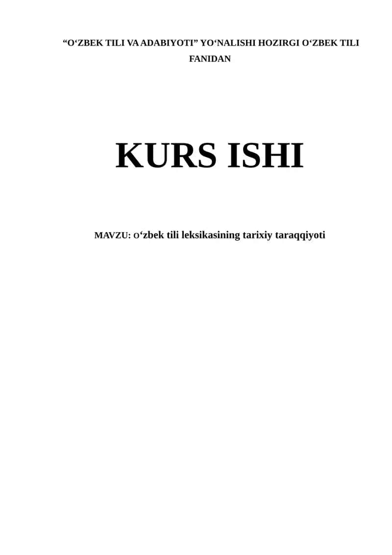 O‘zbek tili leksikasining tarixiy taraqqiyoti