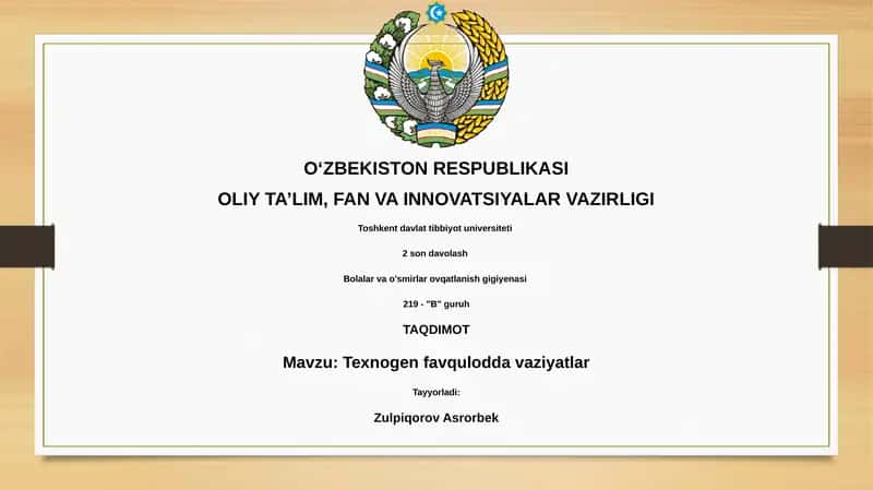 Texnogen favqulodda vaziyatlar