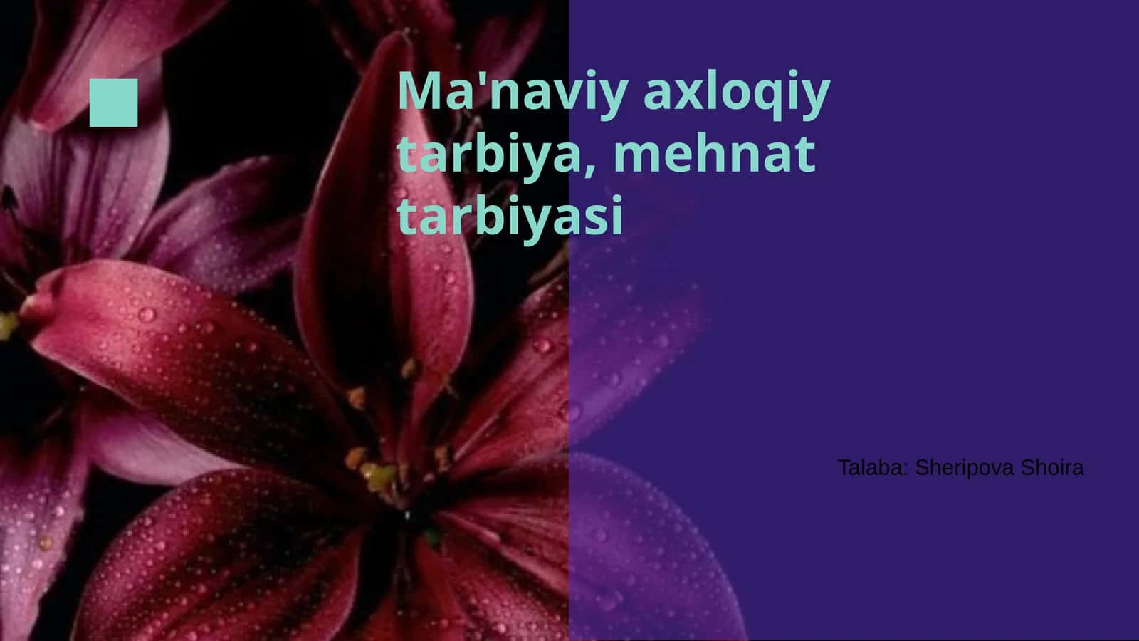 Ma'naviy axloqiy tarbiya, mehnat tarbiyasi