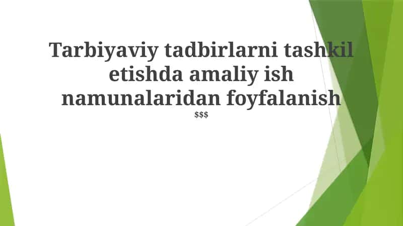 Amaliy Ishlar Rejasi