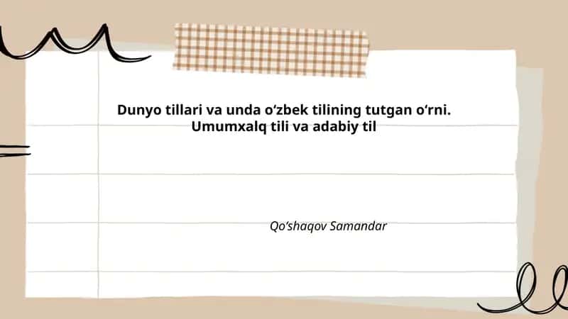 Dunyo tillari va unda oʻzbek tilining tutgan oʻrni