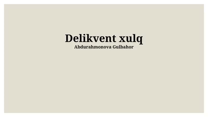 Nomaqbul Xulqning Oqibatlari
