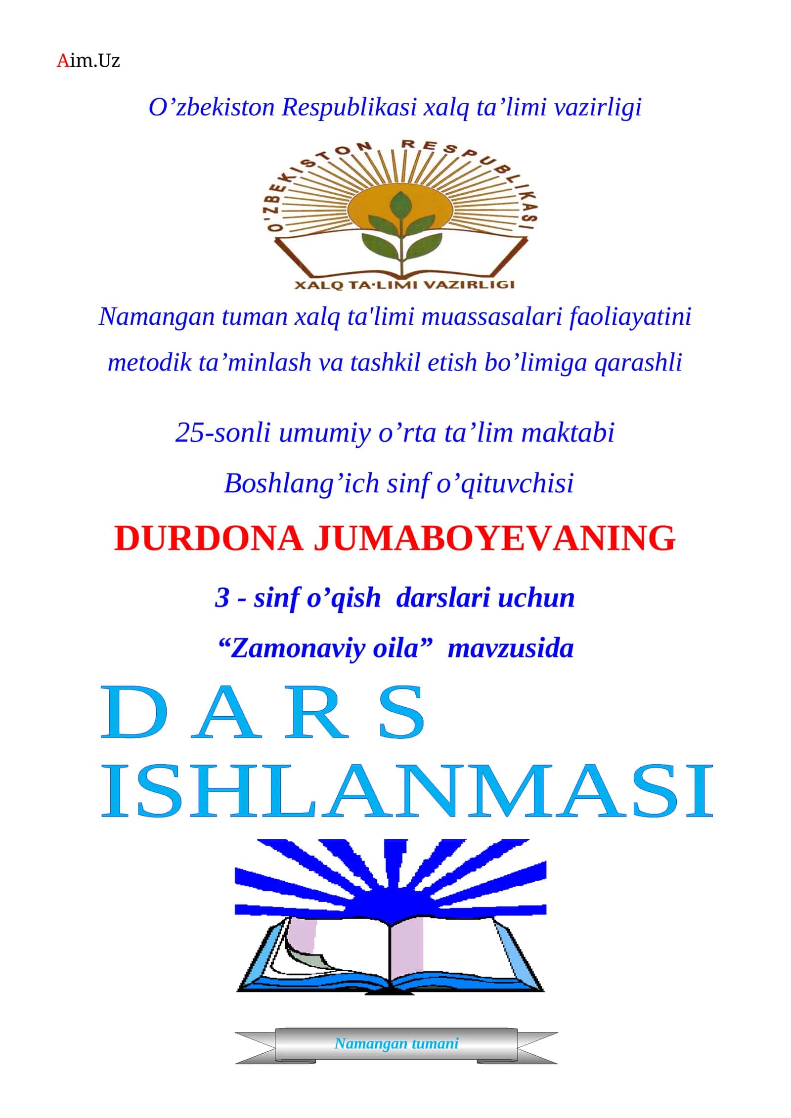 Darsning texnologik xaritasi