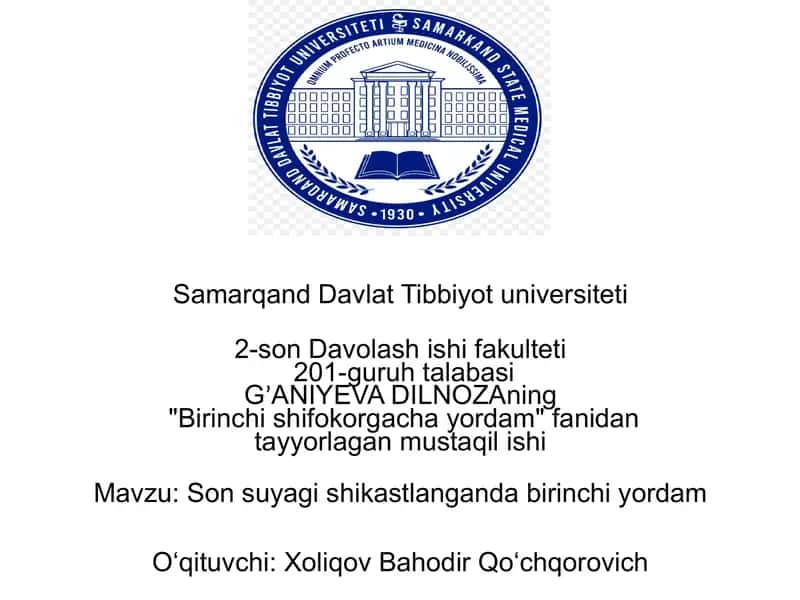 "Birinchishifokorgachayordam" fanidan ta'lim