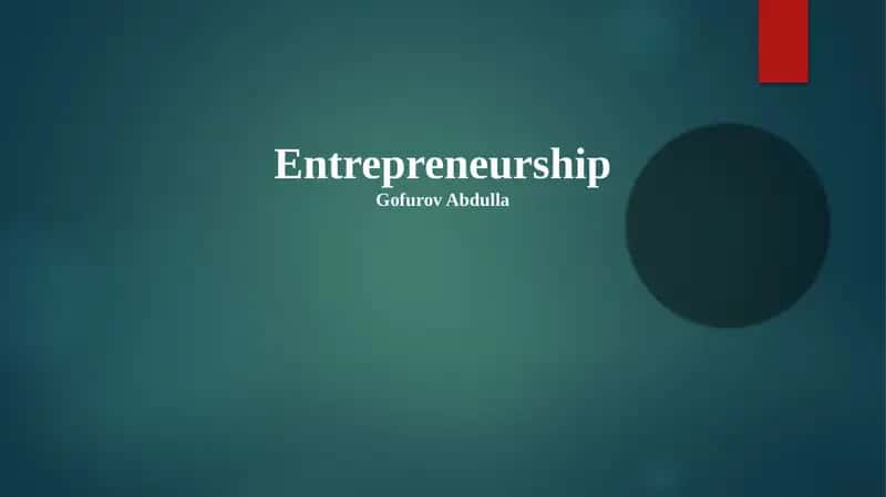 Entrepreneurship