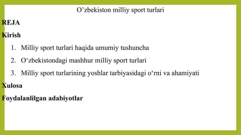 O’zbekiston milliy sport turlari
