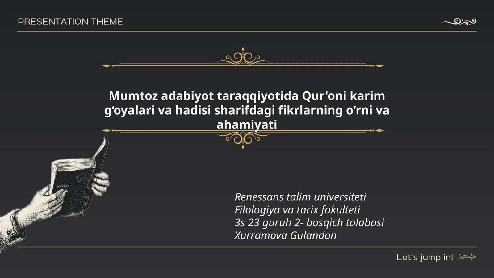 Mumtoz adabiyot taraqqiyotida Qur'oni karim g‘oyalari va hadisi sharifdagi fikrlarning o‘rni va ahamiyati