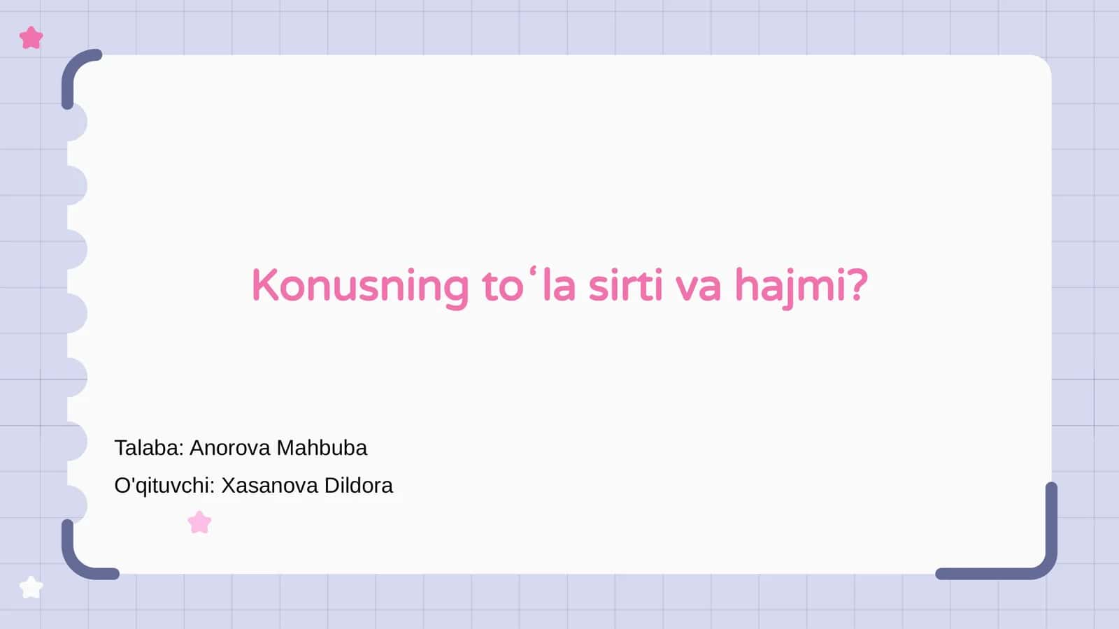 Konusning toʻla sirti va hajmi