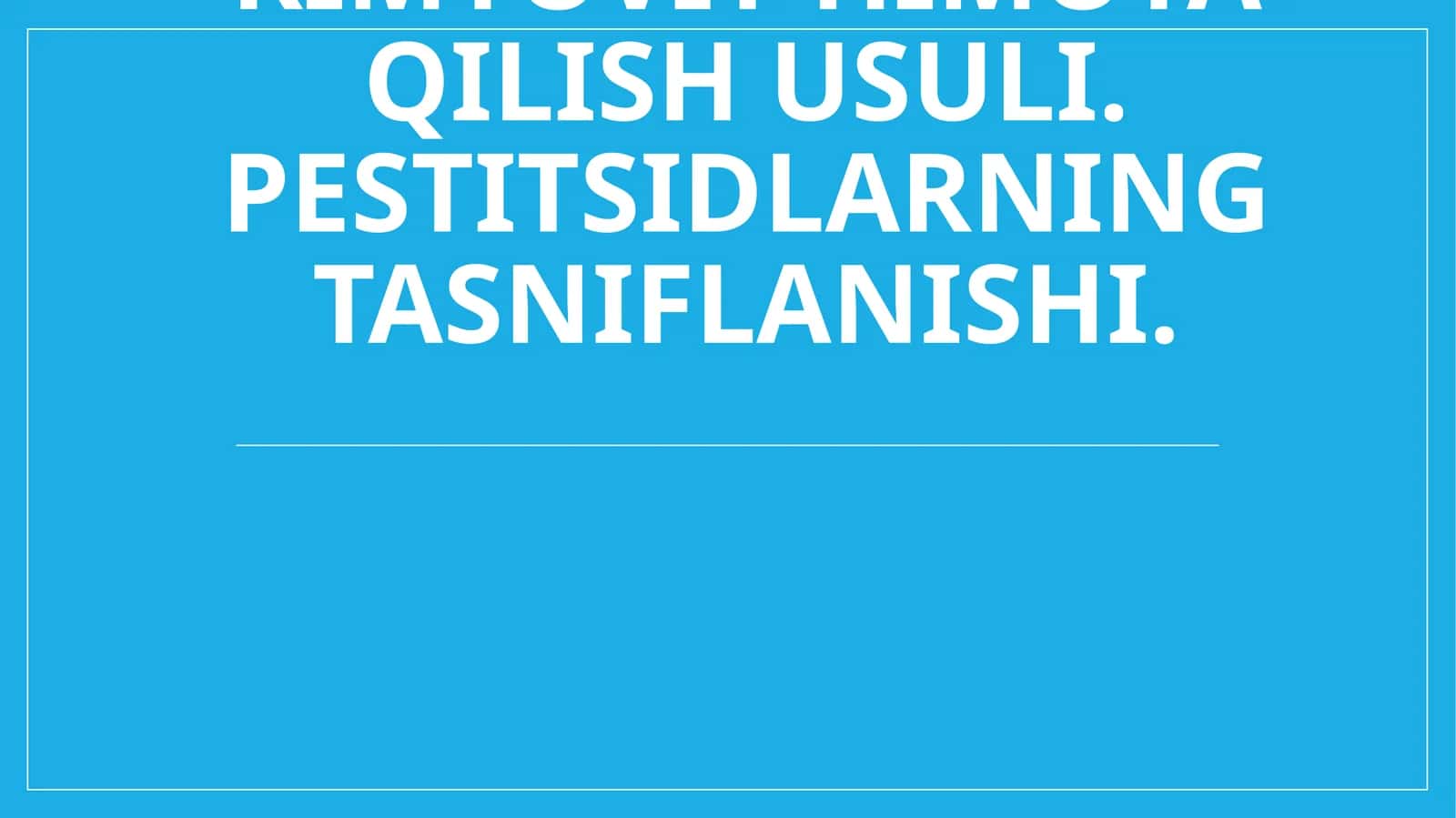 O'simliklarni kimyoviy himoya qilish usuli