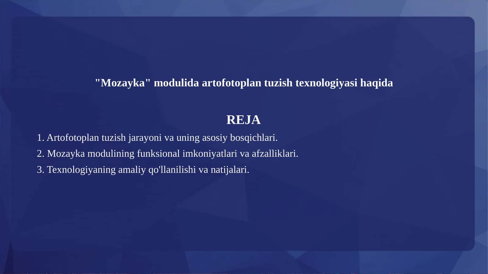 Mozayka modulida artofotoplan tuzish texnologiya