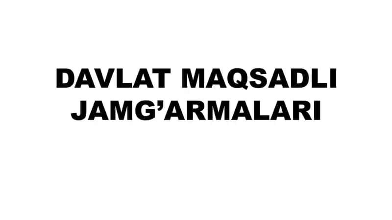 DAVLAT MAQSADLI JAMG’ARMALARI