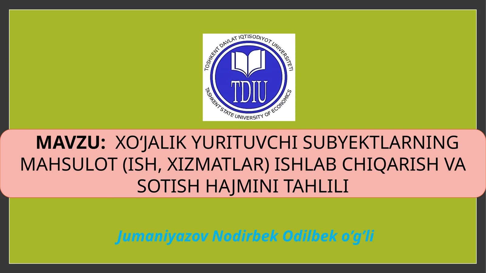 XOʻJALIK YURITUVCHI SUBYEKTLARNING MAHSULOT (ISH, XIZMATLAR) ISHLAB CHIQARISH VA SOTISH HAJMINI TAHLILI